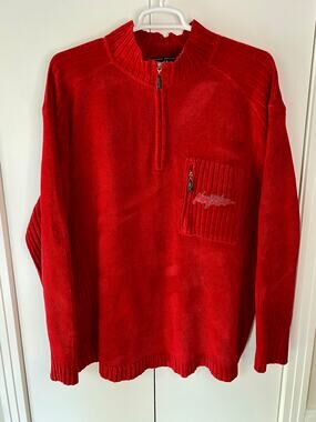 Vintage Johnny Blaze Y2K 1/4 Zip Red Sweater XXL Method Man Wu Tang